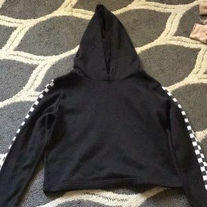 Black Checkered Cropped hoodie